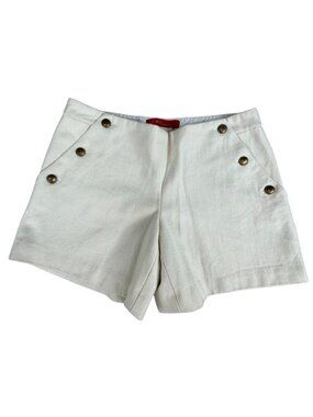 Cartonnier Anthropologie White Wool-Blend Shorts 8 Gold Button Dress Casual